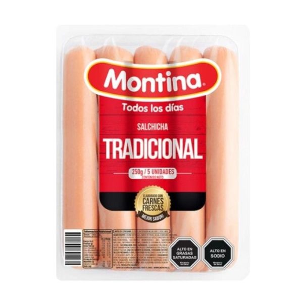 SALCHICHAS TRADICIONAL 5 UNIDADES MONTINA